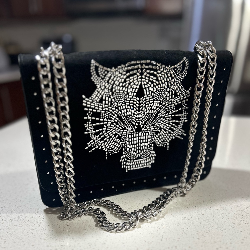 PRIMARK TIGER BACK RHINESTONES STUDS SHOULDER BAG BNWOT - Picture 1 of 11
